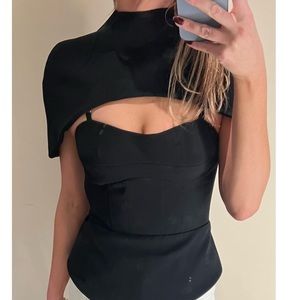 Brandon Maxwell Cape-Effect "Cady" Bustier Top